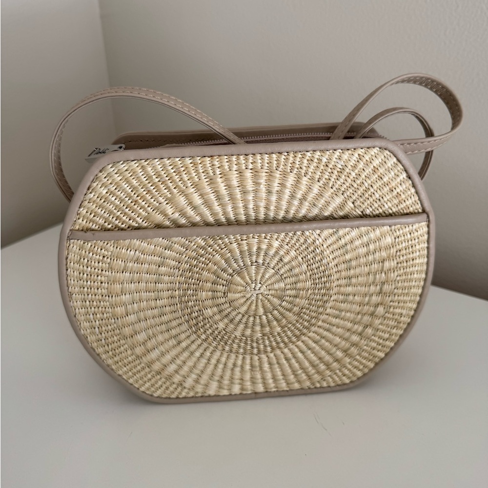 Dokkim woven Crossbody Bag with taupe leather trim. NWT